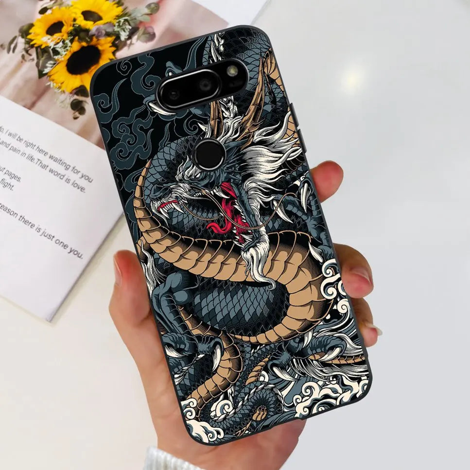 Deksel til LG V30 2017 Case Cute Cartoon Print Flower Soft Silicone TPU Black Cover For LG v30 H930 6.0" Bumper Phone Case Funda