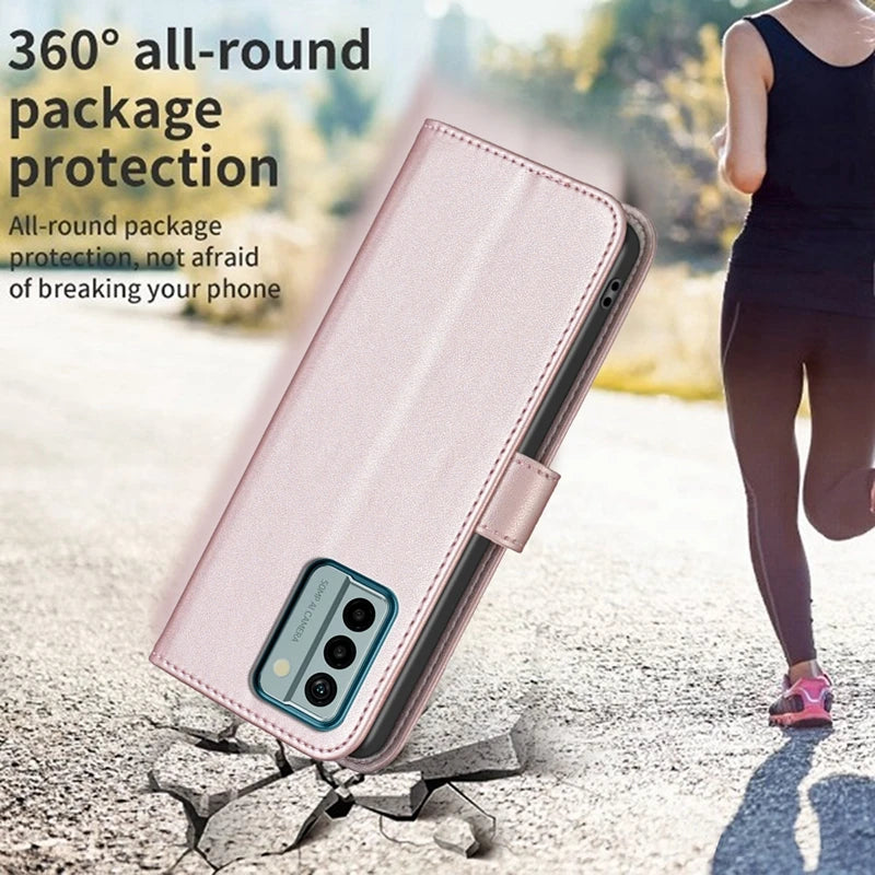 Deksel til Nokia C32 C22 C12 G22 G11 magnetisk lommeboketui i skinn med motiv