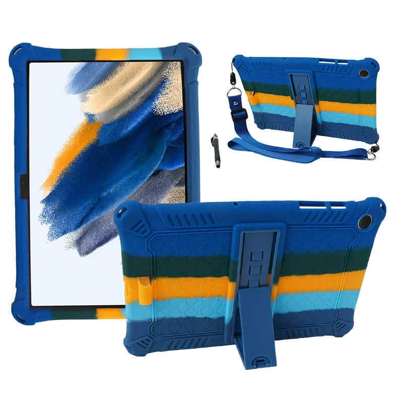 Deksel til Samsung Galaxy Tab A9+11"plus 2023 SM-X210 X215 X216 A9 8.7 SM-X110/X115 støtsikkert silikondeksel med stativ for barn