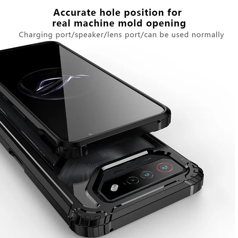 Deksel til Asus ROG Phone 7 Ultimate Rog7 Hard PC + TPU Hybrid Protective Clear Phone Cover W/ Foldable Stand Capas