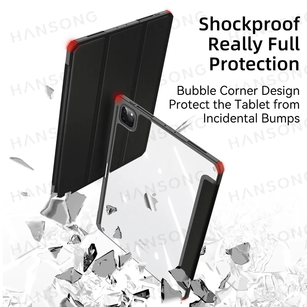 Deksel til iPad deksel 2021 Mini 6 Pro 11 9th Generation deksel 10.2 2018 9.7 5th 6th Air 4 5 10.9 10th PU Silicon Transparent deksel