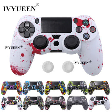 Deksel til Sony Dualshock 4 PS4 DS4 Slim Pro Controller Silicone Camo Case Protective Skin + Thumb Grip Caps for PlayStation 4