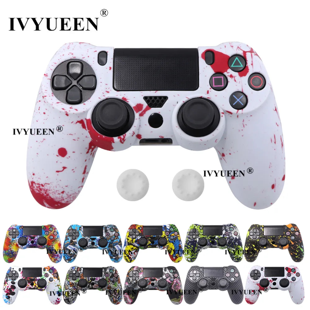 Deksel til Sony Dualshock 4 PS4 DS4 Slim Pro Controller Silicone Camo Case Protective Skin + Thumb Grip Caps for PlayStation 4