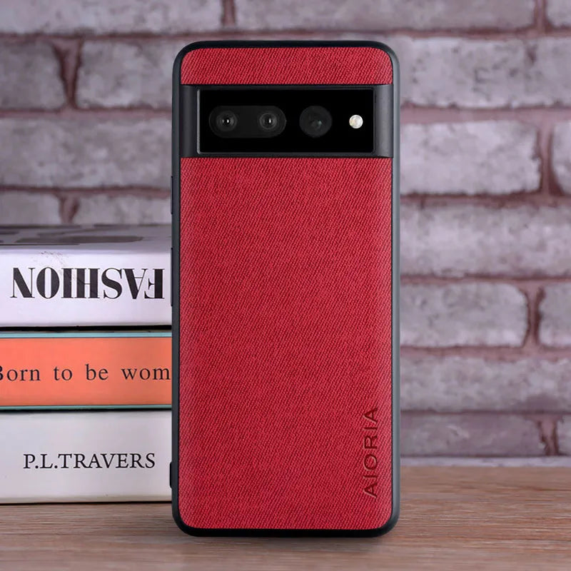 Deksel til Google Pixel 7 Pro 7A coque Luxury textile Leather skin soft TPU hard phone cover funda for google pixel 7 case capa