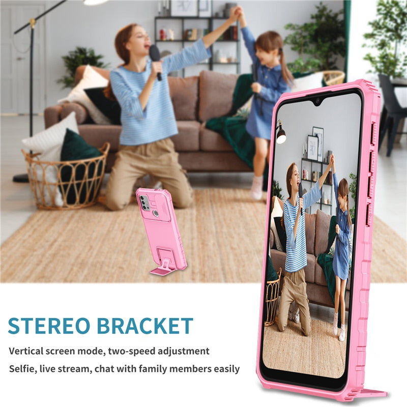 Deksel til Motorola Moto G10 G20 G30 G50 5G G22 G42 G52 Shockproof Armor Camera Lens Case For E20 E30 E40 E32 Kickstand Stand Cover
