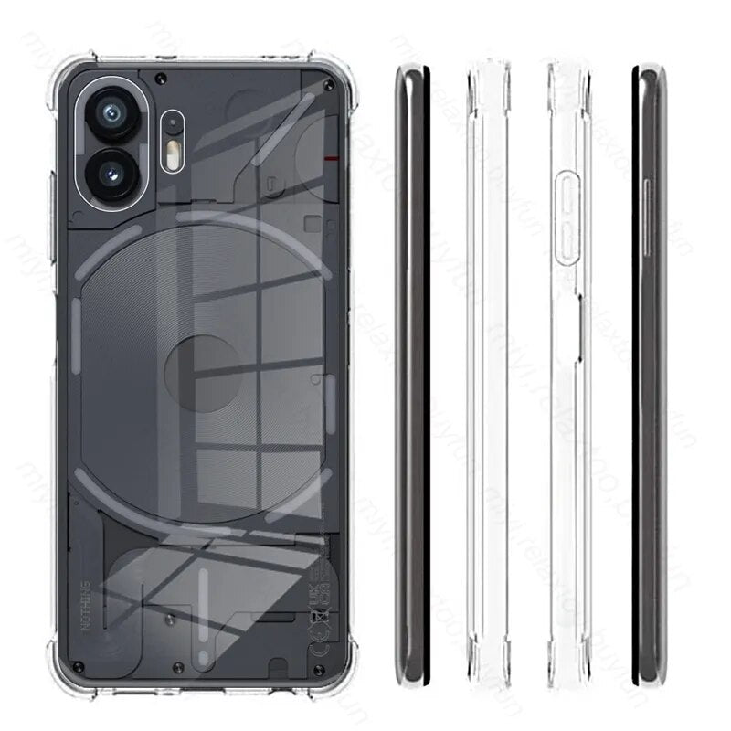 Deksel til NothingPhone2 Case + Camera Lens Screen Protector Tempered Glass For Nothing Phone (2) Phone2 Two 5G Soft TPU Protect Funda
