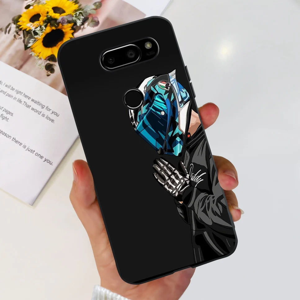 Deksel til LG V30 2017 Case Cute Cartoon Print Flower Soft Silicone TPU Black Cover For LG v30 H930 6.0" Bumper Phone Case Funda