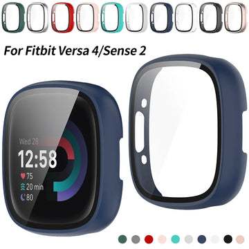 Deksel til Fitbit Versa 4 Watch Protective Bumper Hard PC Waterproof Shell HD Screen Protector for Versa Sense 2 Watch Cover