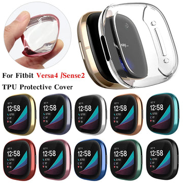 Deksel til Fitbit Versa 4 Soft TPU Full Cover Screen Protector Bumper Shell for Fitbit Sense 2 Watch  Accessorie