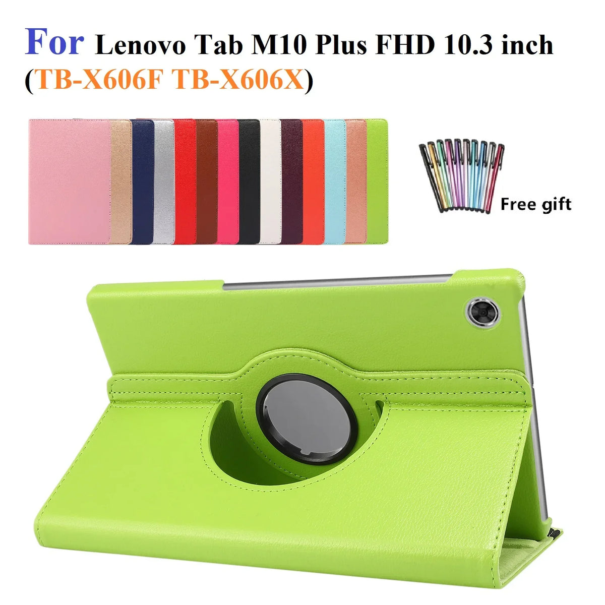 Deksel til Tab M10 FHD Plus Protective Cover Stand Folio Case for Lenovo Tab M10 Plus FHD TB-X606F 10.3 Pu Leather Funda with Stylus