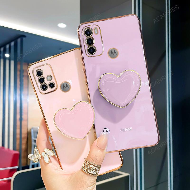 Deksel til Motorola Moto G60 G50 G30 G20 G10 G9 G8 Play E7 Plus Power 5G E20 Plating Stand Silicon Cover