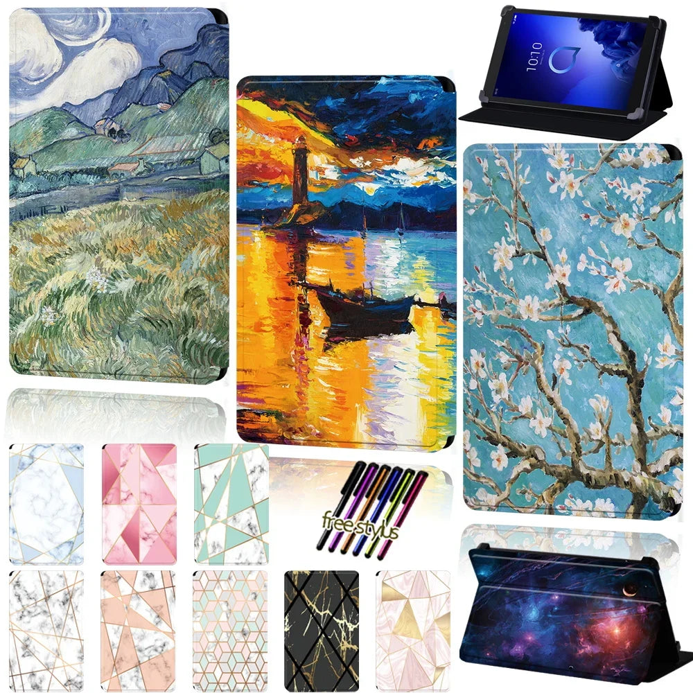 Deksel til Alcatel 1T 10"/Alcatel 1T 7"/3T 10"/3T 8" Tablet Case Universal Pu Leather Stand Adjustable Size Anti-fall Protective Cover