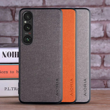 Deksel til Sony Xperia 1 V 10 V 5 V coque Luxury textile Leather skin soft hard phone cover funda for sony xperia 1 v case capa