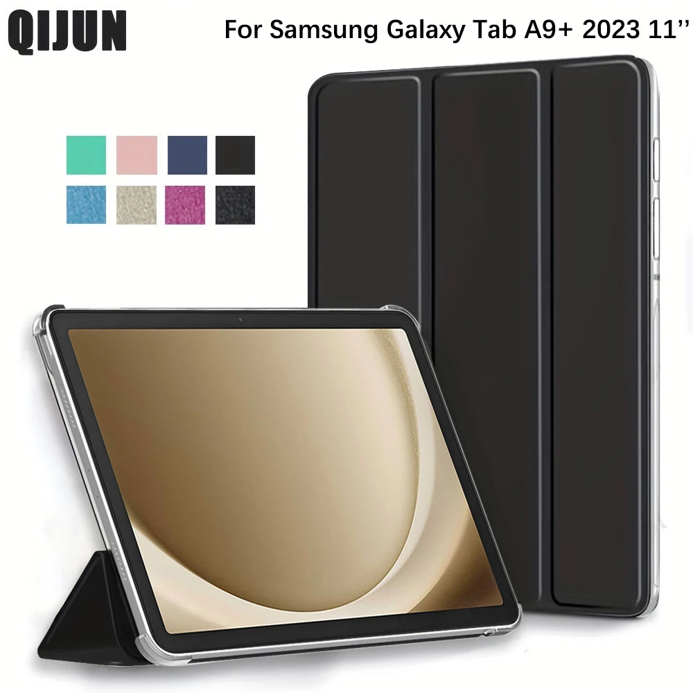 Deksel til Samsung Galaxy Tab A9 Plus 11 inch trebrettbart etui med stativ For Tab А9+ 2023 SM-X210 X216B Kunstskinn med dvalefunksjon