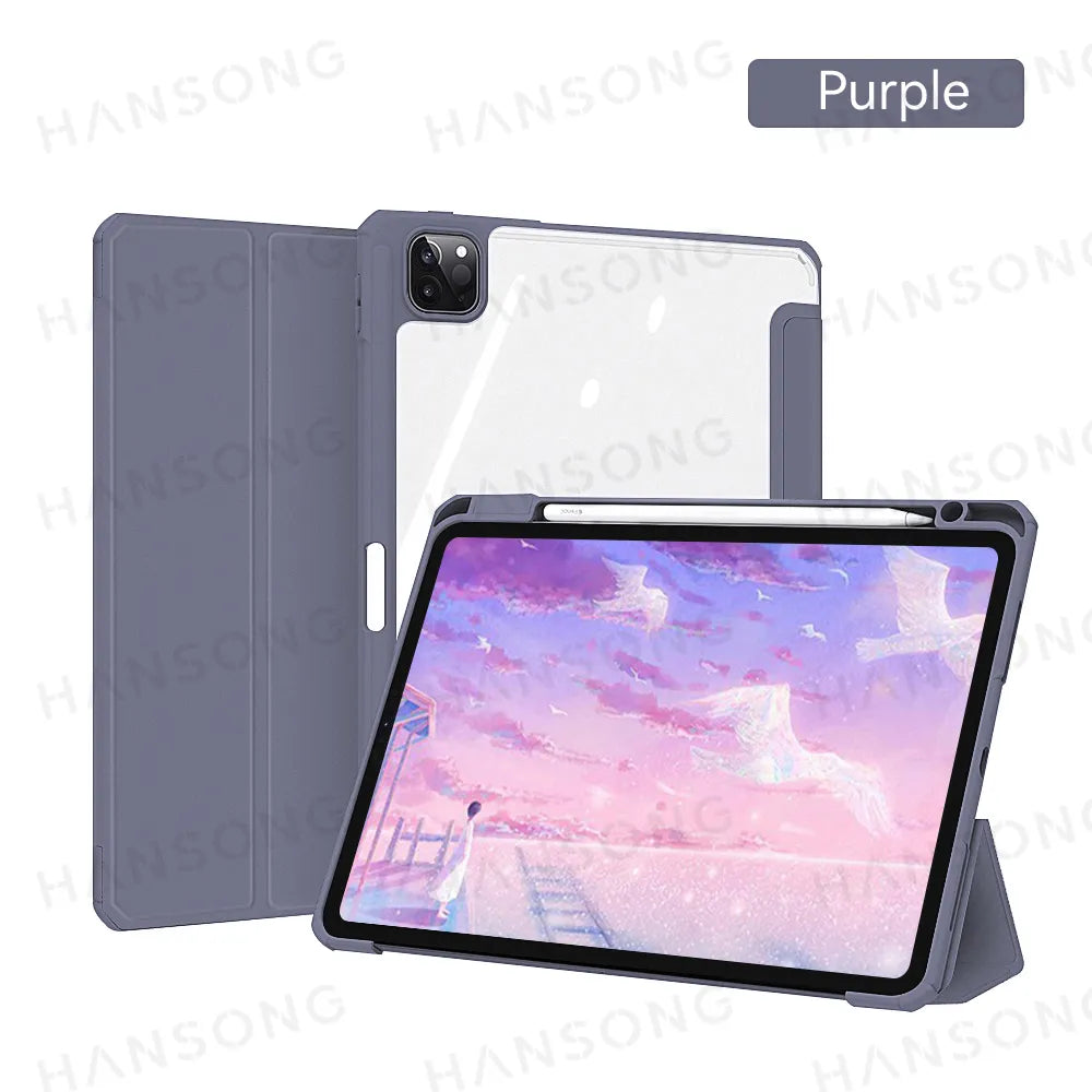 Deksel til iPad deksel 2021 Mini 6 Pro 11 9th Generation deksel 10.2 2018 9.7 5th 6th Air 4 5 10.9 10th PU Silicon Transparent deksel