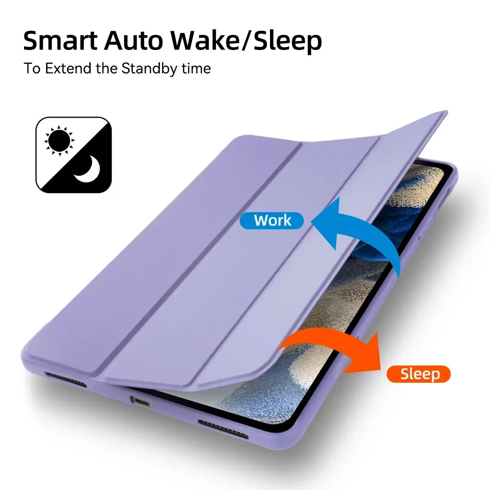 Deksel til Samsung Galaxy Nettbrettdeksel for S6 lite Tab A9 A8 A7 S7 S8 S9 and Plus FE Smart Smart Dvalefunksjon Function Silikondeksel