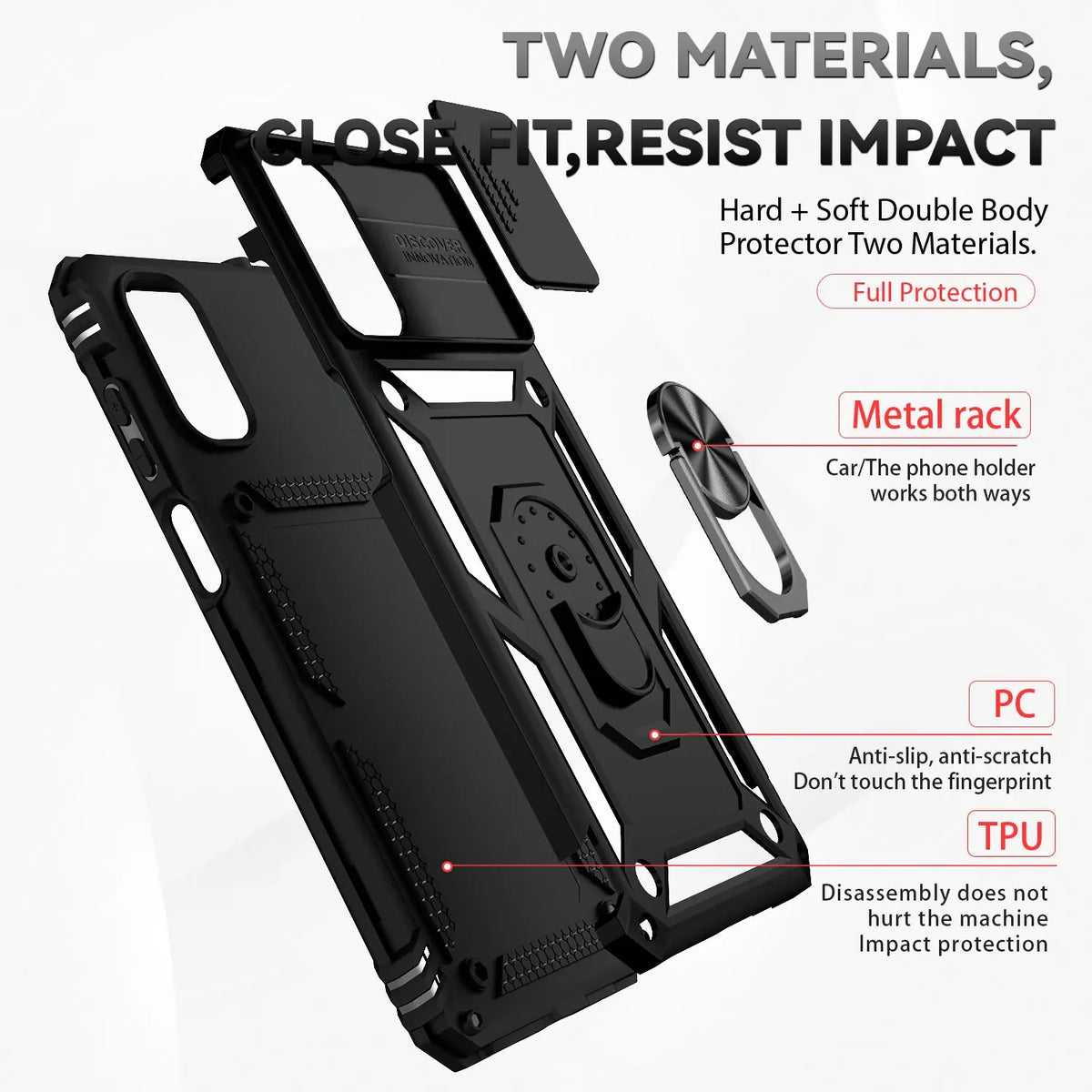 Deksel til Motorola Moto G22 G 5G 2022 G32 G52 G82 G62 5G Ring Holder Slide Window Lens Protection Phone Cover