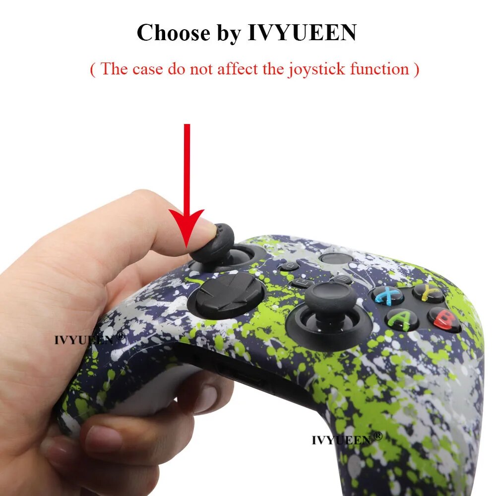 Deksel til XBox Series S X Wireless Controller Water Transfer Printing Protective Silicone Case Skin with Thumb Stick Grip Caps