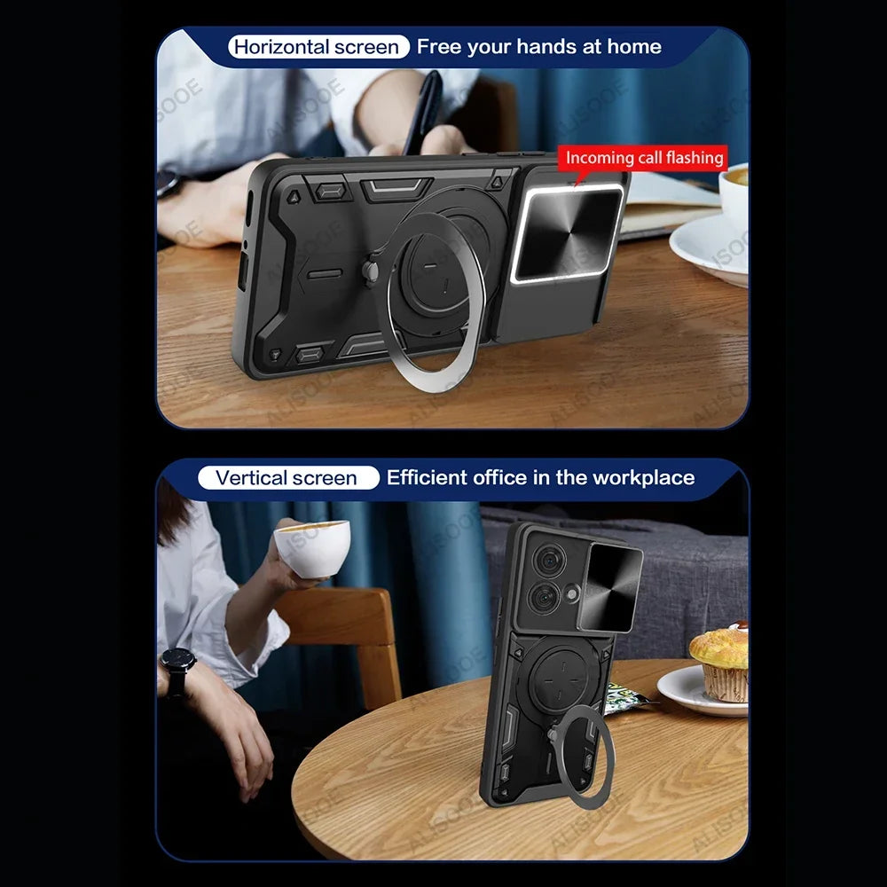 Deksel til Motorola Edge 40 Neo Case Slide Camera Magnetic Stand Cover for Moto Edge 40 Pro G84 G54 G14 G13 G23 G53 Funda