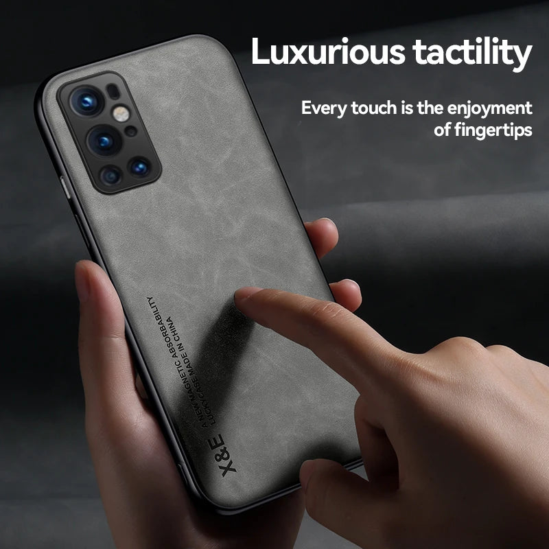 Deksel til Oneplus 8 9 7 Pro Case Leather Texture Car Magnetic Stand Holder Phone Case For One Plus 9RT 7T 8T Nord 9 Pro RT Back Cover
