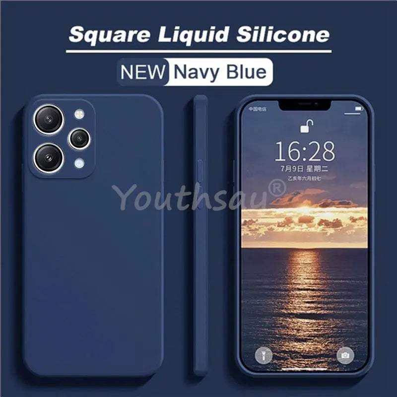 Deksel til Xiaomi Redmi 12 deksel Silicone Liquid For Redmi 12 deksel Plain Rubber TPU Protector Phone deksel Redmi 12 deksel