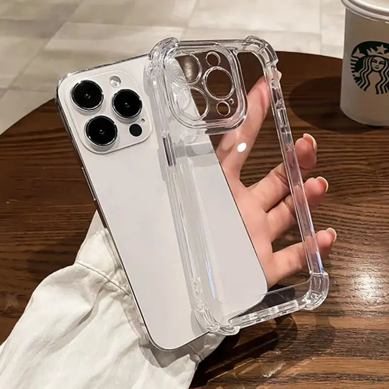 Deksel til iPhone 15 14 13 12 11 Pro Max 14 15 Plus Silicone Bumper Transparent Hard baksidedeksel