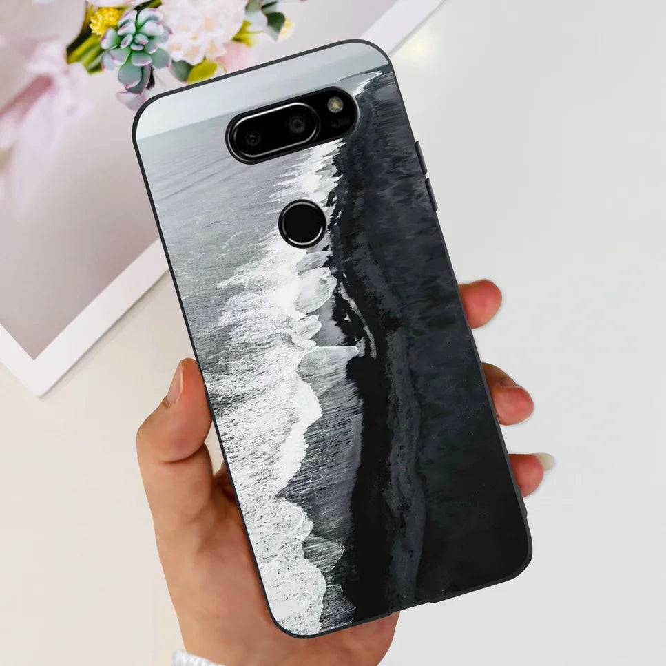 Deksel til LG V30 2017 Case Cute Cartoon Print Flower Soft Silicone TPU Black Cover For LG v30 H930 6.0" Bumper Phone Case Funda