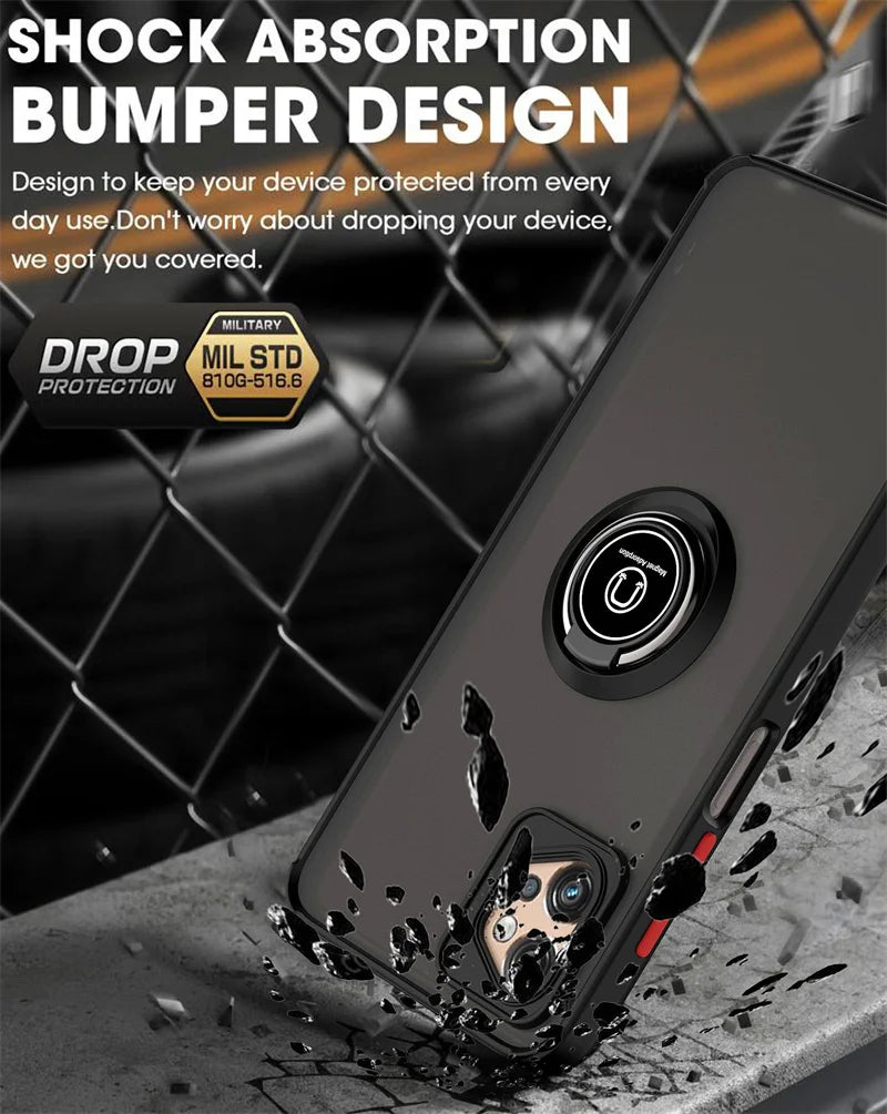 Deksel til Motorola Moto G22 G32 G42 G52 G72 G13 G23 G53 E13 E22 E22i E32 Magnetic Ring Stand Holder Back Cover