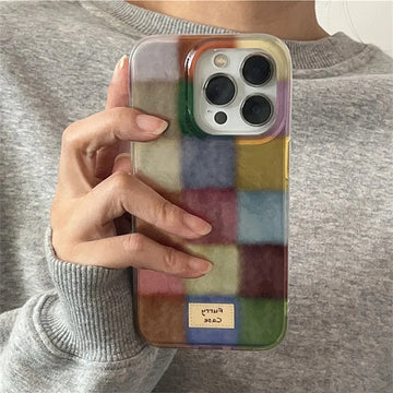 Deksel til Apple iPhone 16 15 14 13 12 11 Pro Max XS XR X SE 7 8 Plus Checkered Soft Cover