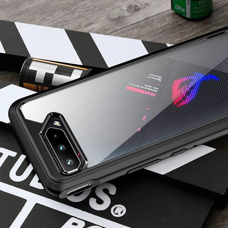 Deksel til Asus ROG Phone 5 Ultimate 5s Pro 6 6D 7 Pro Case Ultra-thin Soft TPU Frame Transparent Acrylic Shockproof Back Cover Fundas