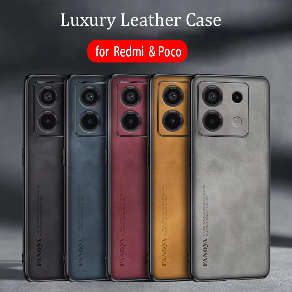 Deksel til Xiaomi Redmi Note 13 Pro Plus 4g 5g Luxury Sheepskin Leather deksel On Poco X6 M6 F6 Pro Men baksidedeksel Note13 13pro X6pro