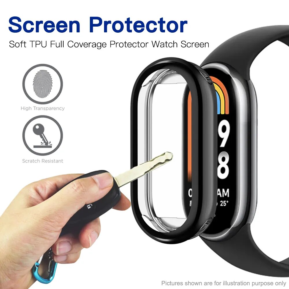 Deksel til Xiaomi Mi Band 8 deksel Full skjermbeskytter Shell Bumper Plated Cases For Mi Band 8 smart watch