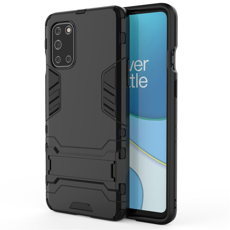 Deksel til OnePlus 8T 9 8 7 Pro 9R 10R Nord CE 2 Lite N20 N10 5G Hard PC TPU Bumper Metal Ring Stand Back Cover