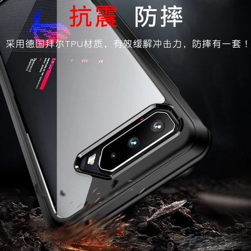 Deksel til Asus ROG Phone 5 Ultimate 5s Pro 6 6D 7 Pro Case Ultra-thin Soft TPU Frame Transparent Acrylic Shockproof Back Cover Fundas