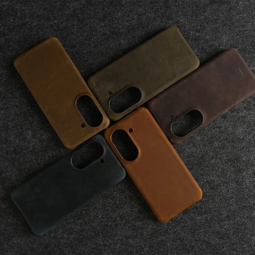 Deksel til Asus Zenfone 10 9 Real Cowhide Crazy Horse Pattern Phone Cover Housing Coque Back Shell