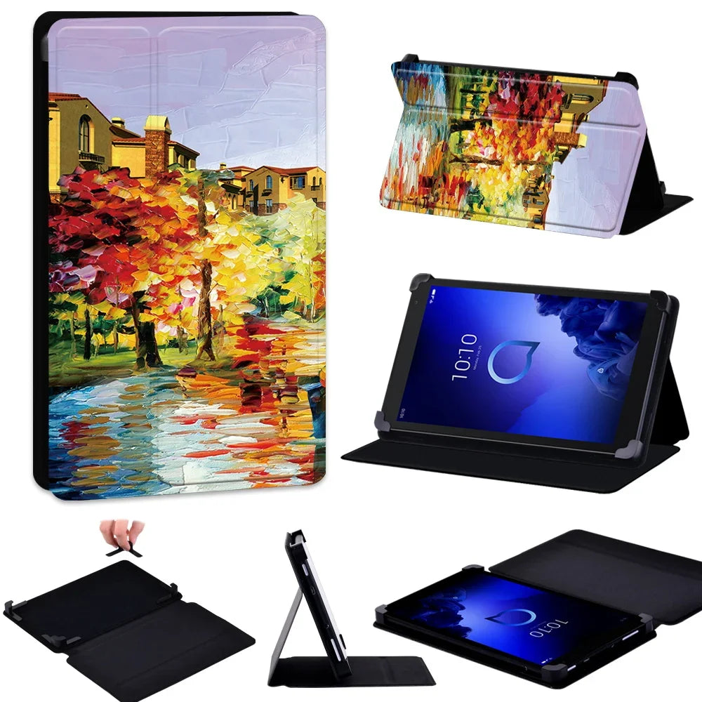 Deksel til Alcatel 1T 10"/Alcatel 1T 7"/3T 10"/3T 8" Tablet Case Universal Pu Leather Stand Adjustable Size Anti-fall Protective Cover