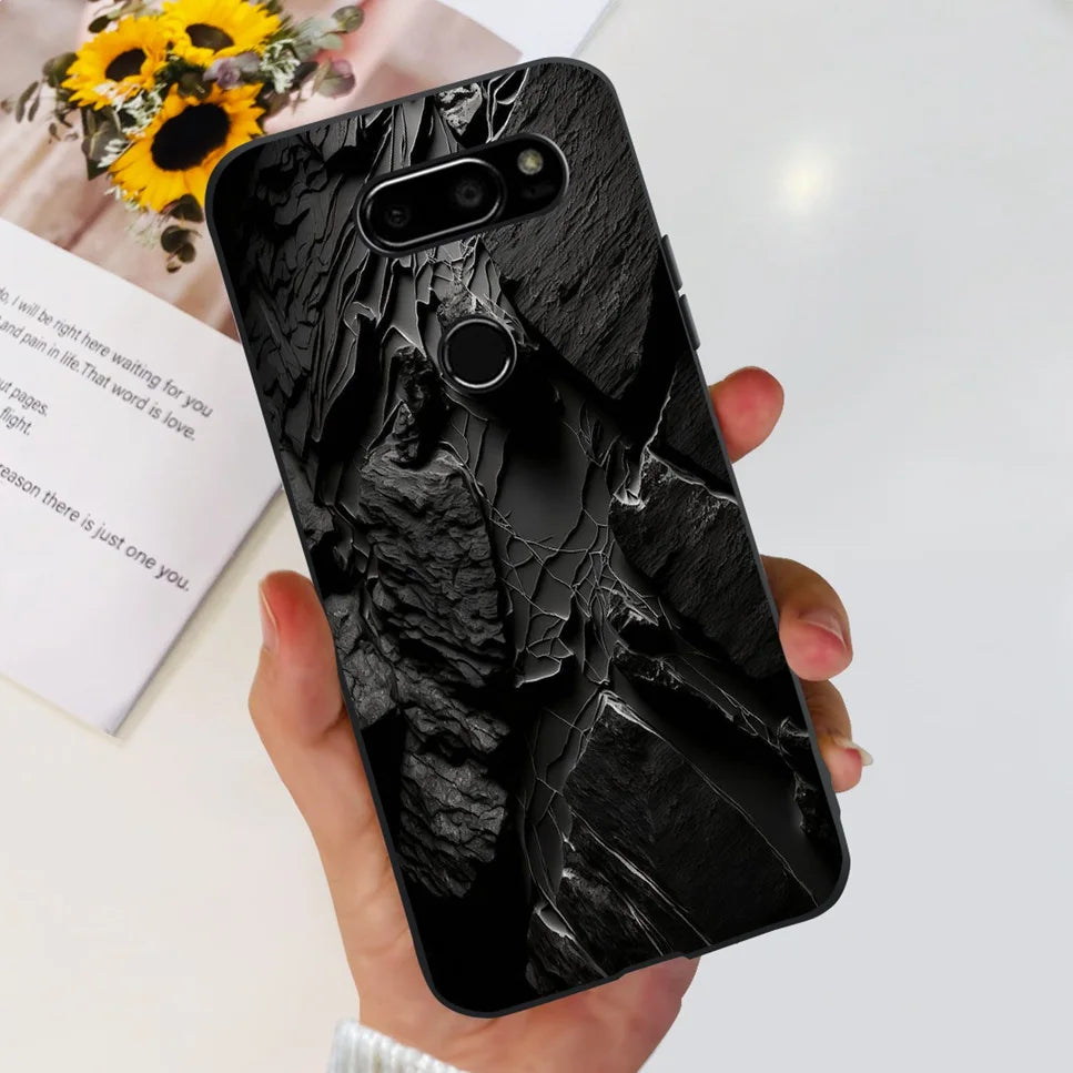 Deksel til LG V30 2017 Case Cute Cartoon Print Flower Soft Silicone TPU Black Cover For LG v30 H930 6.0" Bumper Phone Case Funda