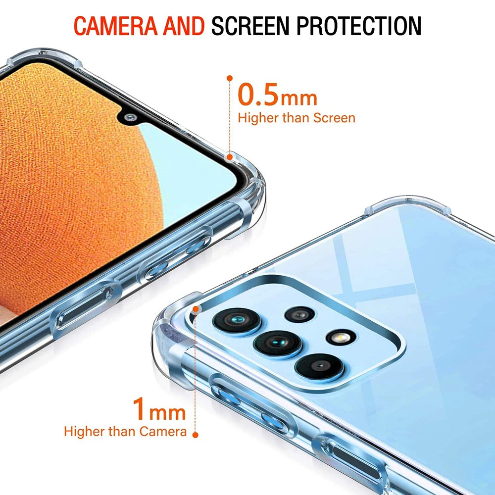 Deksel til Samsung Galaxy A73 A53 A33 A72 A52 A32 A22 A12 A71 A51 A31 A21s A70 A50 A40 Clear deksel