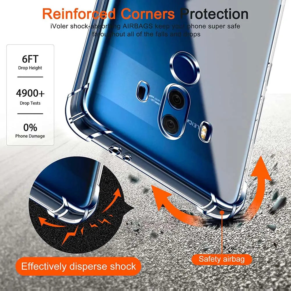Deksel til Huawei Mate 10 Pro 10 20 30 Lite Mate 40 50 60 Pro Thick Anti-Drop Shockproof Clear Cover