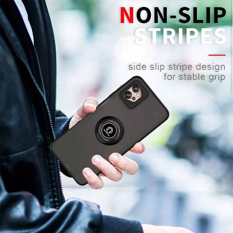 Deksel til Motorola Moto G22 G32 G42 G52 G72 G13 G23 G53 E13 E22 E22i E32 Magnetic Ring Stand Holder Back Cover