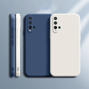 Deksel til Huawei Nova 5T Square Liquid Silicone Nova5t Nova 5 T Soft Luxury Shockproof Cover Funda