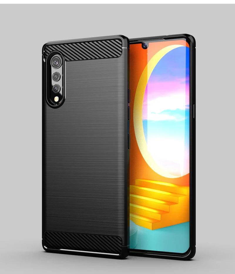 Deksel til LG Velvet 5G Case Rubber Bumper Silicon Carbon Fiber Cover For LG Velvet 5G Phone Case For LG Velvet LM-G900N LM-G900EM Case