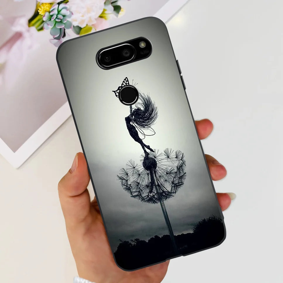 Deksel til LG V30 2017 Case Cute Cartoon Print Flower Soft Silicone TPU Black Cover For LG v30 H930 6.0" Bumper Phone Case Funda