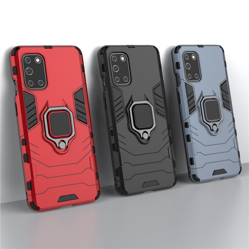 Deksel til OnePlus 8T 9 8 7 Pro 9R 10R Nord CE 2 Lite N20 N10 5G Hard PC TPU Bumper Metal Ring Stand Back Cover