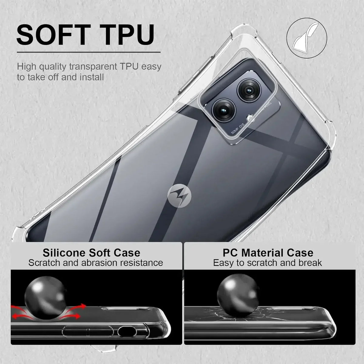 Deksel til Motorola Moto G54 5G Slim Fit Plastic TPU Protective Silicone Cover Phone Cases for Moto G22 G32 G42 G52 G72 G84 5G G14