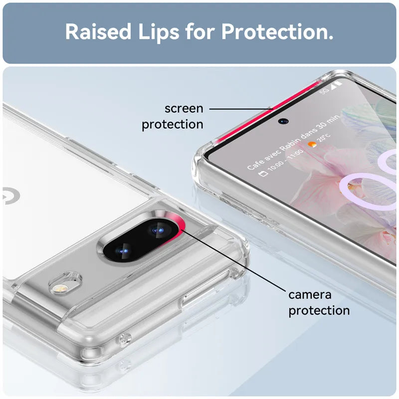Deksel til Google Pixel 7 Case Cover Google Pixel 7 Capa Shockproof Bumper Clear Transparent Multicolour Fundas Google Pixel 7 8 Pro 7A