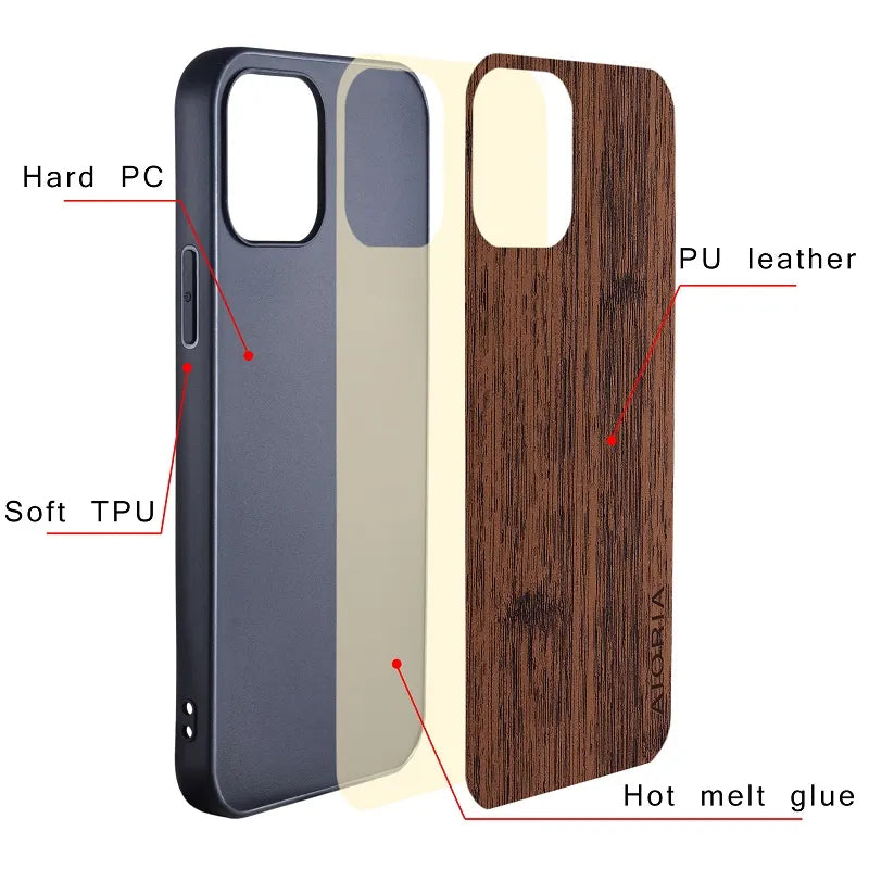 Deksel til Nothing Phone 1 one Nothing Phone1 funda bamboo wood pattern Leather phone cover Luxury coque for nothing phone 1 case
