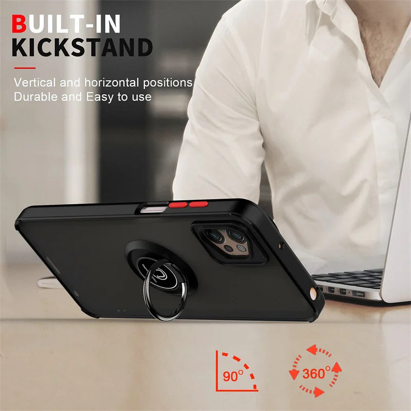 Deksel til Motorola Moto G22 G32 G42 G52 G72 G13 G23 G53 E13 E22 E22i E32 Magnetic Ring Stand Holder Back Cover