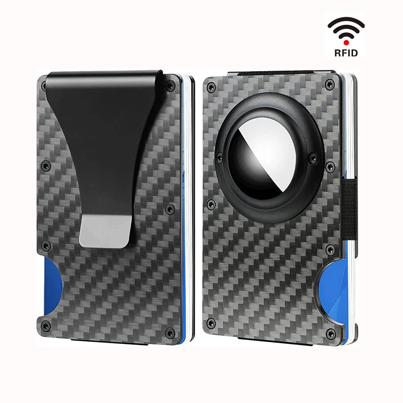 Deksel til Apple AirTag Apple Card holder Rfid Aluminum deksel Metal Wallet Credit ID Men Slim Business Cardholder Cash Strap Apple AirTag Carbon Fiber