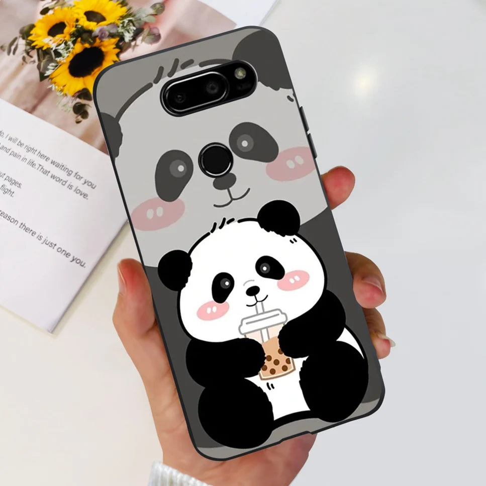 Deksel til LG V30 2017 Case Cute Cartoon Print Flower Soft Silicone TPU Black Cover For LG v30 H930 6.0" Bumper Phone Case Funda